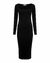 Vestido Midi com Decote Quadrado em tricot Preto - comprar online