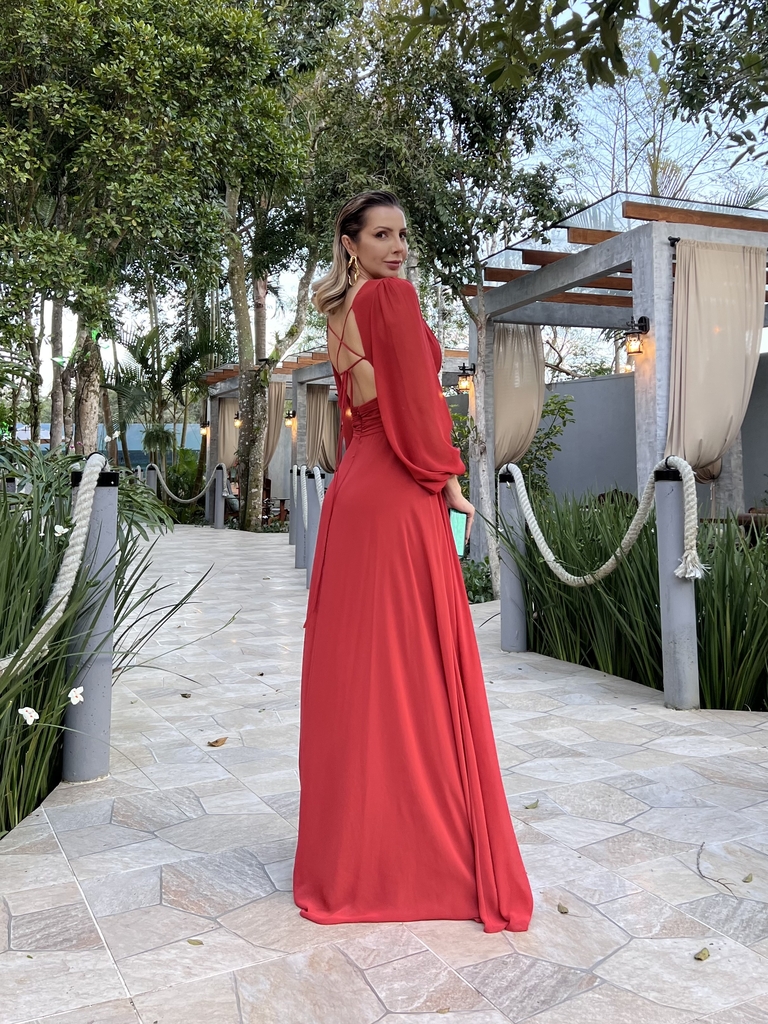 Vestidos longos hotsell com mangas longas