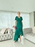 Vestido midi em chiffon com transpasse e babados Verde - comprar online