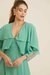 Vestido Phoebe manga 3/4 com camadas e decote V Verde Acinzentado na internet