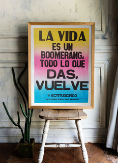 Afiche letterpress + La vida es un boomerang - comprar online