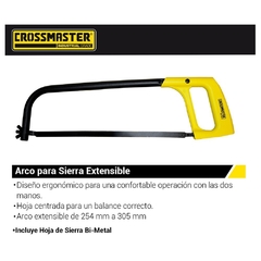Arco De Sierra Crossmaster Economico Extensible 9940054 - 254 - 305 Mm (10" - 12") - comprar online