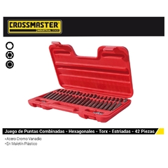 Jgo Puntas Combinadas Crossmaster Hex Y Estriadas Y Adaptador 9941392 - 42 Puntas - 14 Hex - 10 Est - comprar online