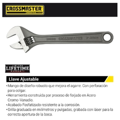 Llave Ajustable Crossmaster L= 203 Mm 9943012 - 8" - comprar online