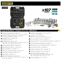 Jgo Bocallaves Crossmaster Enc. 1/4 Y 1/2 Metricos 9949908 - 107 Pzas. en internet