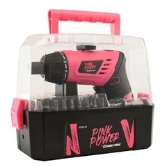 Atornillador A Bateria Pink Power Ion Litio 9990542 - 3.6 Volt Con 50 Acces.