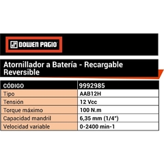 Atornillador A Bateria Dowen Pagio Ion Litio 9992985 - 1/4" - 12 Volt Reversible - comprar online