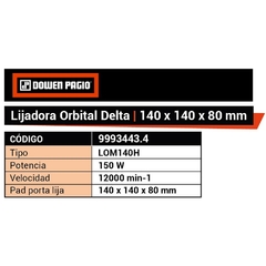 Lijadora Orbital Tipo Delta Dowen Pagio 9993443.4 - 140 X 80 Mm - 150 Watts - tienda online