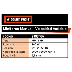 Imagen de Mini Torno Dowen Pagio 220 Volt Boquilla 3.2 Mm 9993466 - 160 Watts - 250 Acces.