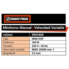 Mini Torno Dowen Pagio Digital 220 Volt Boquilla 3.2 Mm 9993468 - 160 Watts - 130 Acces. - comprar online