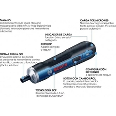 Atornillador Inalambrico Bosch Ion-Litio GO.BO - 3.6 Volts - Enc. 1/4" - comprar online