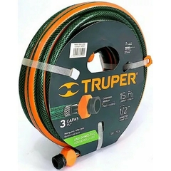 Manguera De Riego Reforzada Truper 3 Capas 16051 1/2" X 15 Mts Con Union