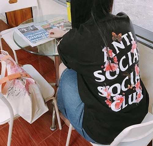 Anti social social club sakura cheap hoodie