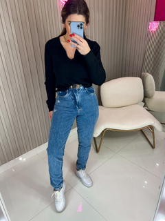 CALÇA bolso smile Mom JEANS (lavagem escura) - - loja online