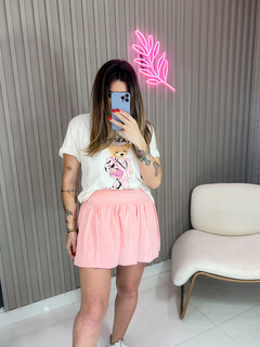 T shirt urso rosa oversize-plus (off white) - comprar online