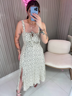 VESTIDO camponesa viscolynho (off white e preto) - Jordanna Galia Store