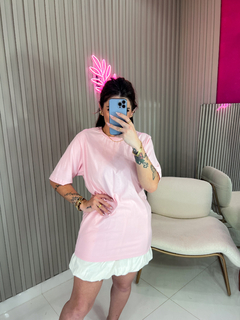 T shirt básica alongada oversize (rosa bebê) - loja online