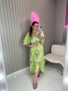 VESTIDO Betha manga viscolynho (verde e lavanda) - comprar online