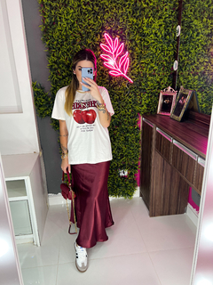 T shirt cherries red sweet oversize-plus (off white) - Jordanna Galia Store