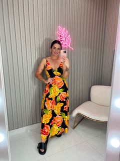 Imagem do VESTIDO Jane viscolynho (preto/banana)