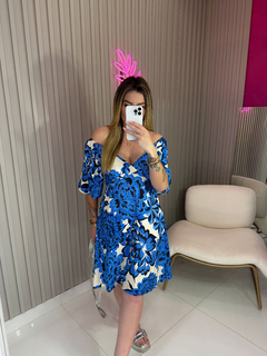 Imagem do Vestido Antonya curto viscolynho (off white/azul)