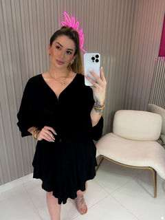 Vestido Bata Livia curto viscose (preto liso) na internet