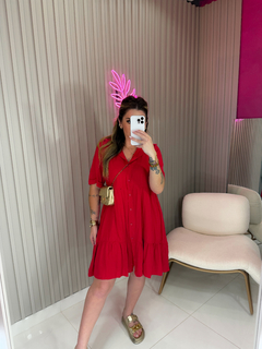 Vestido Analu manga curta viscose (vermelho) - loja online