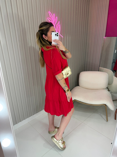 Vestido Analu manga curta viscose (vermelho) - comprar online