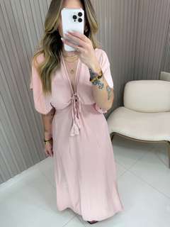 VESTIDO Clara manga viscolynho (rosê) - Jordanna Galia Store