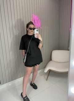 T shirt aplicação strass oversize (preto) - loja online