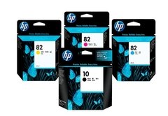 Cartuchos de tinta inkjet originales HP 10 negro + 82 (Delivery Pack 4 colores)