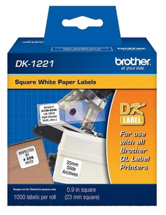 Cinta para rotular original Brother DK-1221 (negro sobre fondo blanco) 23mm x 23mm.