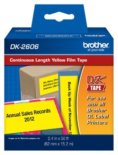 Cinta para rotular original Brother DK-2606 (negro sobre fondo amarillo) 62mm -Discontinuado-
