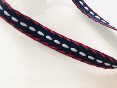 Fita pesponto central Azul, branca e vermelha (1cm) - comprar online
