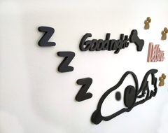 Mural Snoopy En Polyfan color Negro - 120cm de ancho - tienda online
