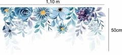 Adesivo de Parede Decorativo Florais Boho tons de Azul 1m - comprar online