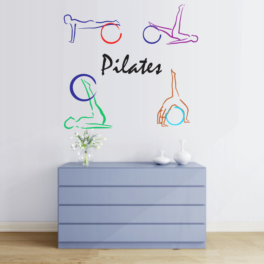 Adesivo de Parede Decorativo para Studio Pilates Yoga - Colakoala - Colorido