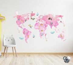 Adesivo Decorativo Infantil Mapa Mundi Atlas