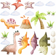 Adesivo de Parede Infantil Dinossauros Cute Aquarela - comprar online