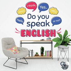 Adesivo de Parede Para Escola de Inglês Do You Speak English