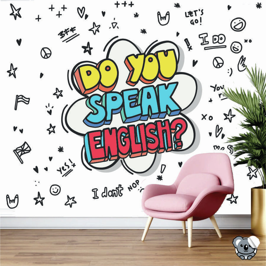 Adesivo de Parede Para Escola de Inglês Do You Speak English