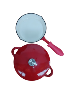 Set Rojo 24 Olla + Sartén de Hierro Esmaltado - Loderaggio