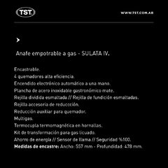 Anafe Empotrable a Gas Sulata IV de TST - tienda online