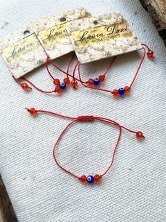 pulsera hilo rojo ojo turco azul chico