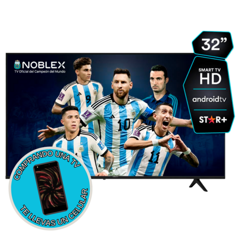 Smart TV 32" HD Android Noblex + Celular Quantum Yolo 32gb Android
