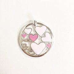 Dije Circulo con Corazones- Bañado en Plata - comprar online