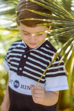 Camisa Polo Listras 1263536 Marinho - Jacris Kids | Transformando Sonhos em Moda