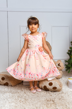 Vestido Pétalas 2252683 Salmon - Jacris Kids | Transformando Sonhos em Moda