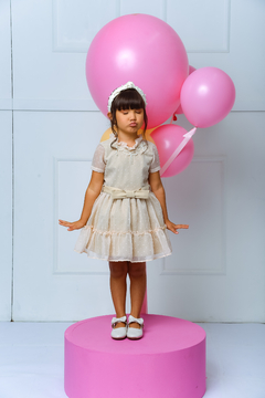 Vestido Chiffon 2252650 Bege. - Jacris Kids | Transformando Sonhos em Moda