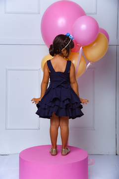 Vestido Festa Alfaiataria 2252648 Azul marinho. - Jacris Kids | Transformando Sonhos em Moda